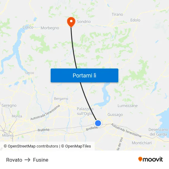 Rovato to Fusine map