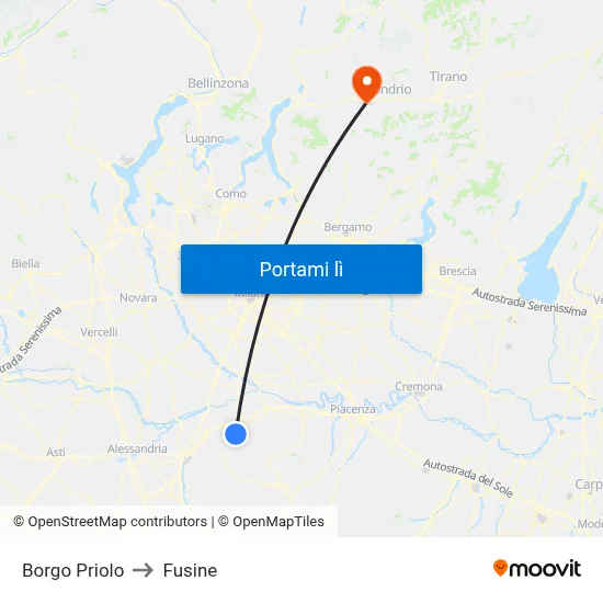 Borgo Priolo to Fusine map