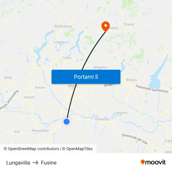 Lungavilla to Fusine map