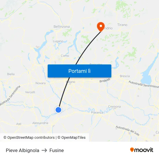 Pieve Albignola to Fusine map