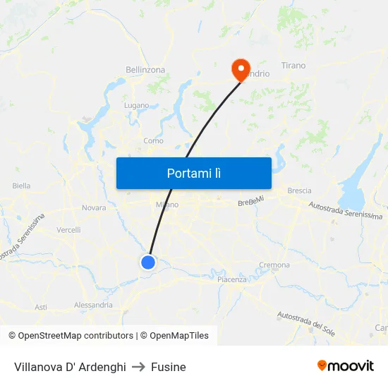 Villanova D' Ardenghi to Fusine map