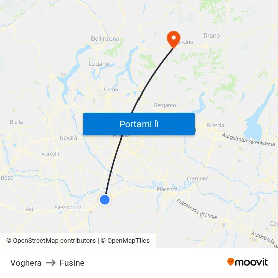 Voghera to Fusine map