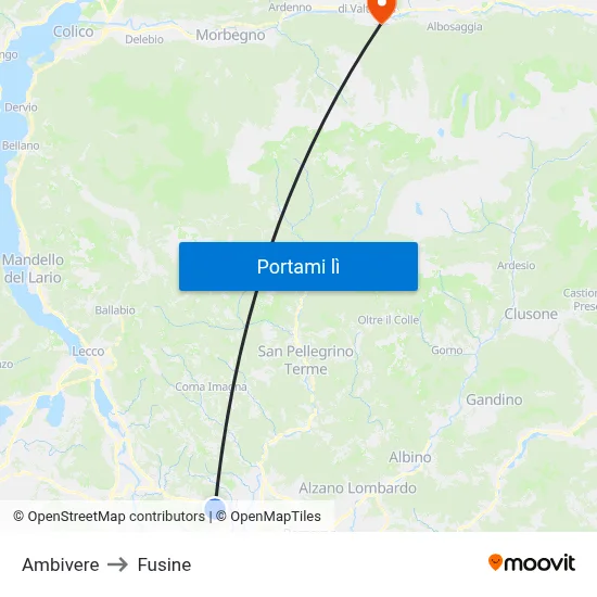 Ambivere to Fusine map