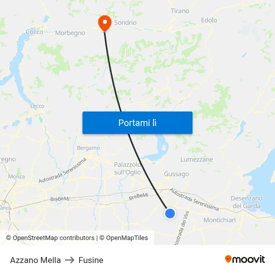 Azzano Mella to Fusine map