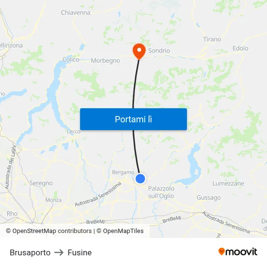 Brusaporto to Fusine map