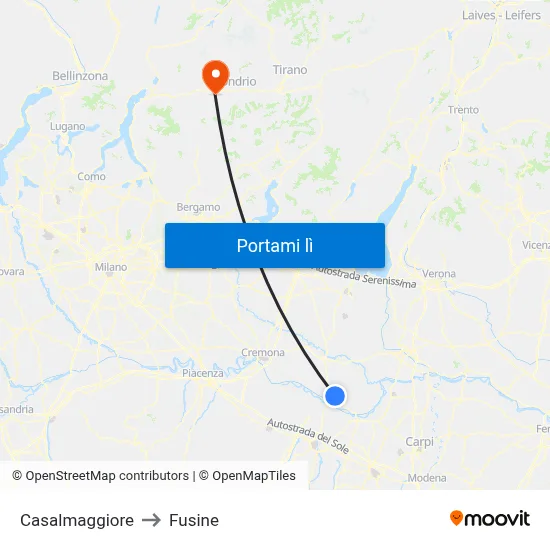 Casalmaggiore to Fusine map