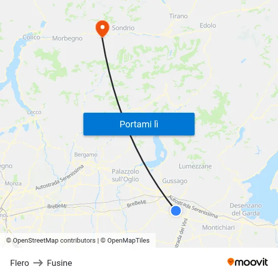 Flero to Fusine map