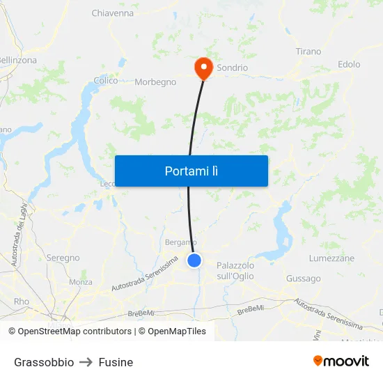 Grassobbio to Fusine map