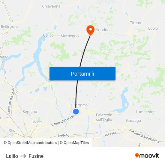 Lallio to Fusine map