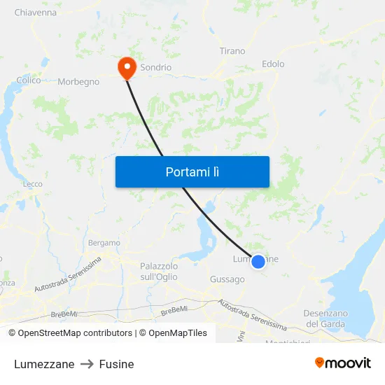 Lumezzane to Fusine map