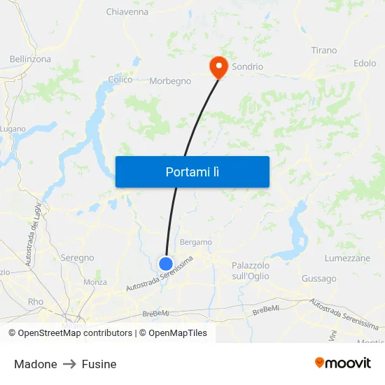 Madone to Fusine map