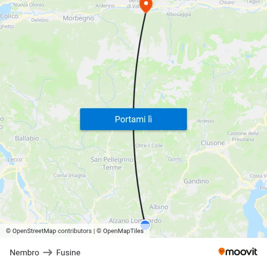Nembro to Fusine map