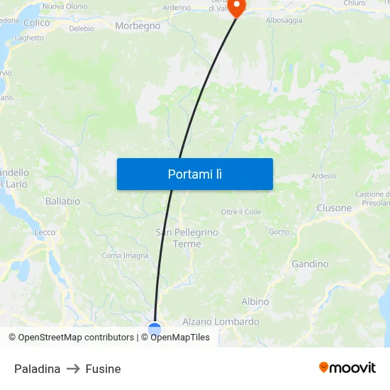 Paladina to Fusine map
