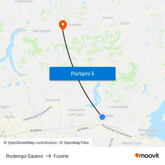 Rodengo-Saiano to Fusine map