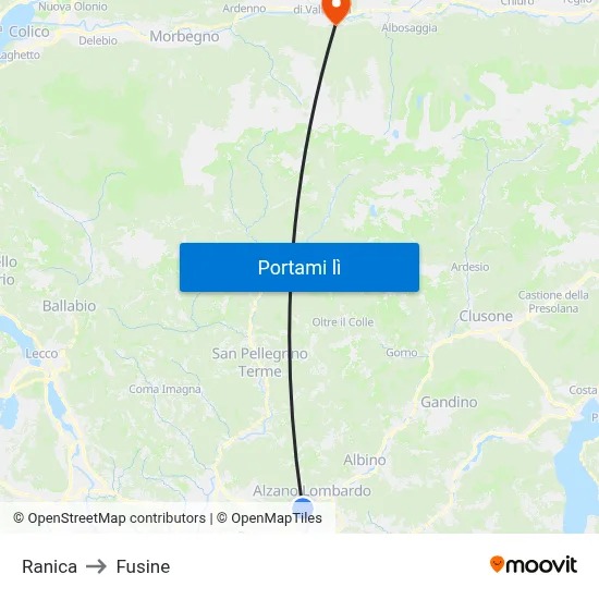 Ranica to Fusine map
