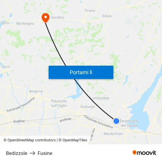 Bedizzole to Fusine map