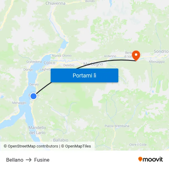 Bellano to Fusine map