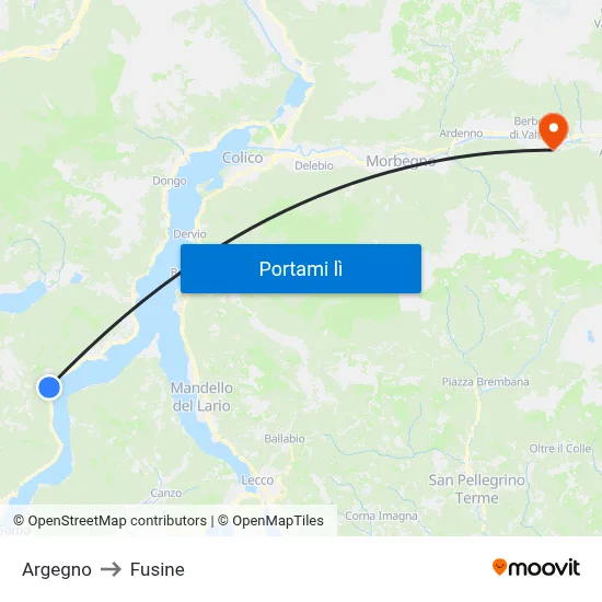 Argegno to Fusine map