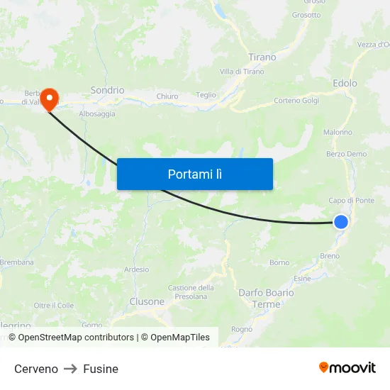 Cerveno to Fusine map