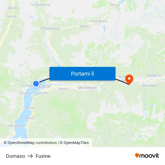 Domaso to Fusine map