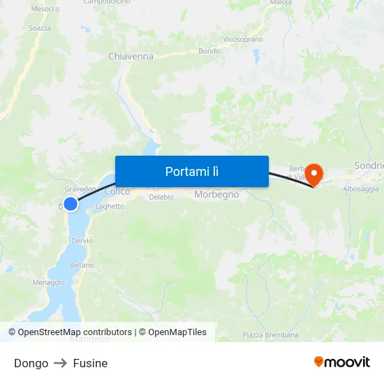 Dongo to Fusine map