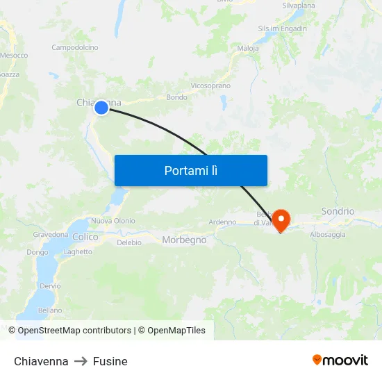 Chiavenna to Fusine map