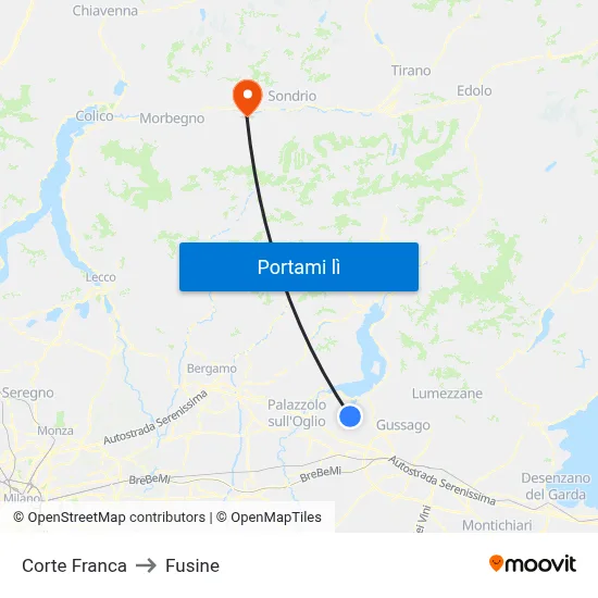 Corte Franca to Fusine map