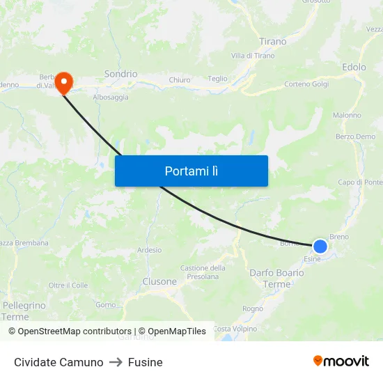 Cividate Camuno to Fusine map
