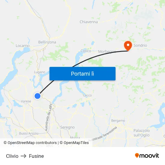Clivio to Fusine map