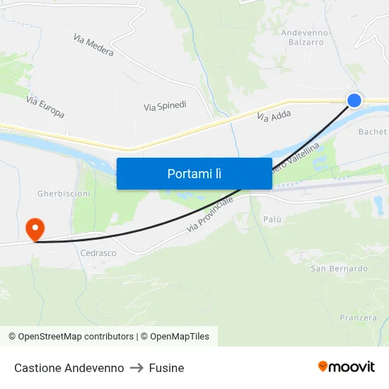 Castione Andevenno to Fusine map
