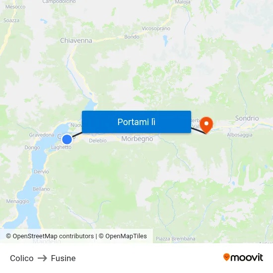 Colico to Fusine map
