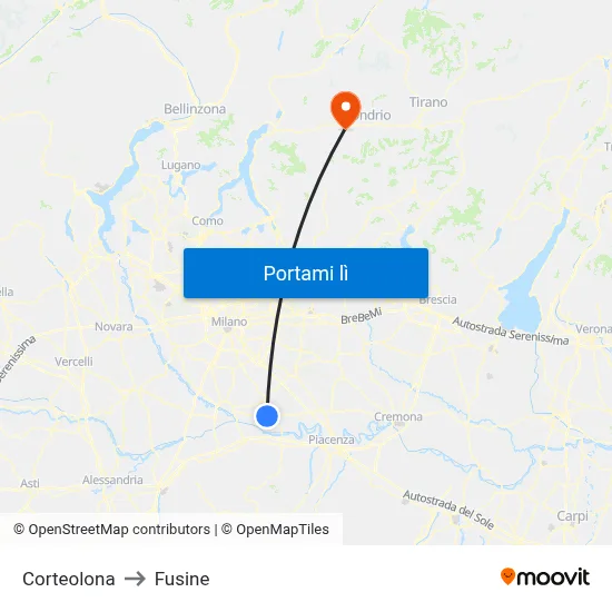 Corteolona to Fusine map