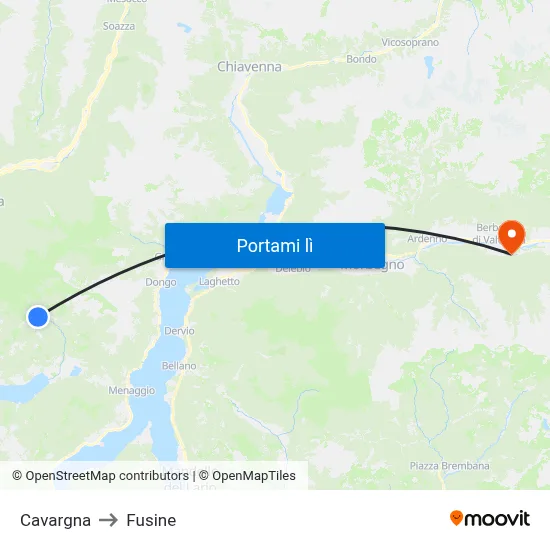 Cavargna to Fusine map
