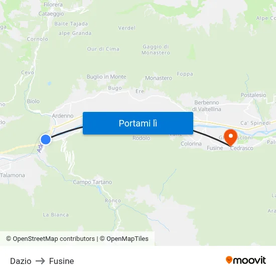 Dazio to Fusine map