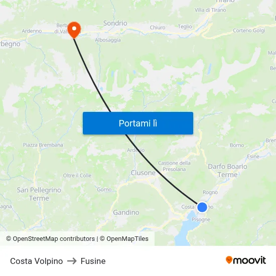 Costa Volpino to Fusine map