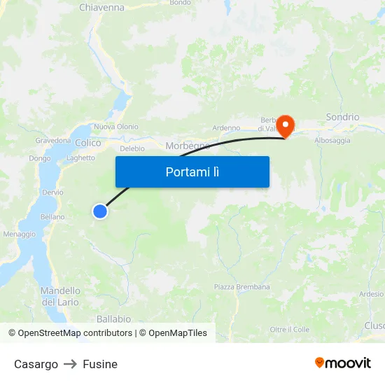 Casargo to Fusine map