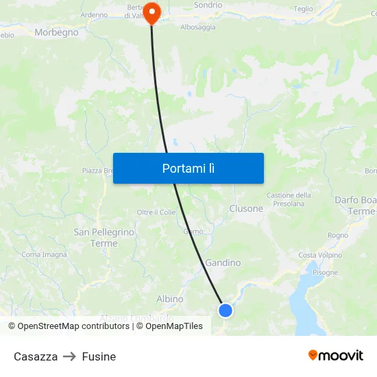 Casazza to Fusine map