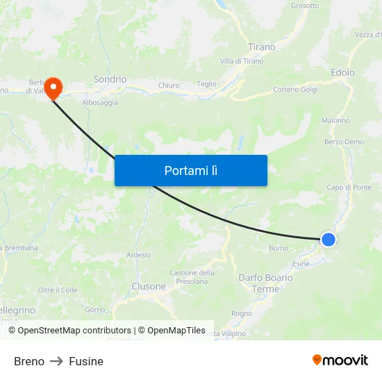 Breno to Fusine map