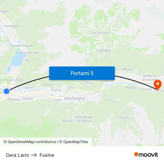 Gera Lario to Fusine map
