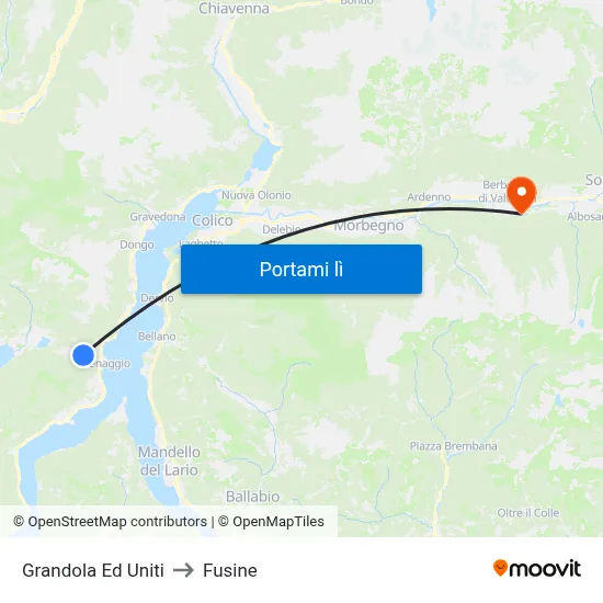 Grandola Ed Uniti to Fusine map