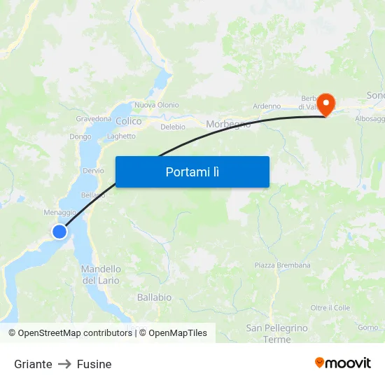 Griante to Fusine map
