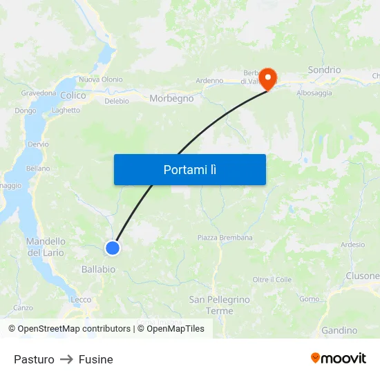 Pasturo to Fusine map