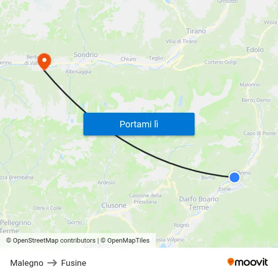 Malegno to Fusine map