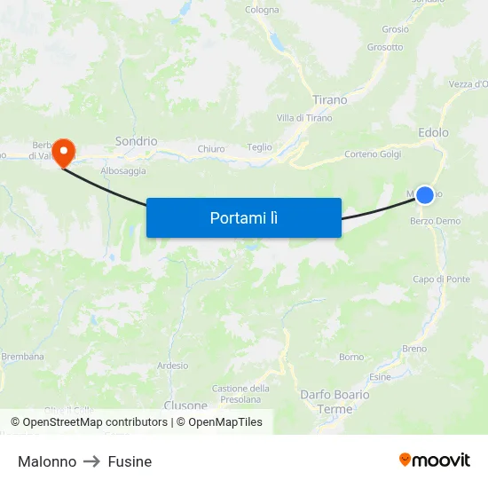 Malonno to Fusine map