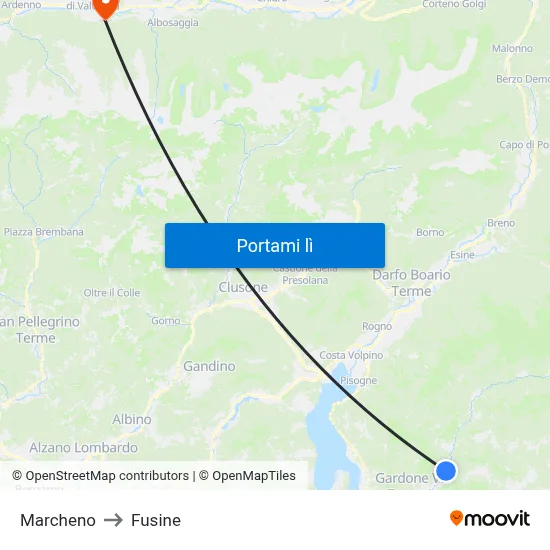 Marcheno to Fusine map