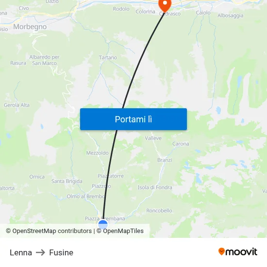 Lenna to Fusine map