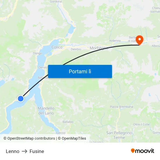 Lenno to Fusine map