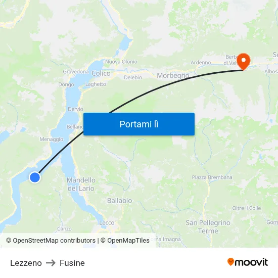 Lezzeno to Fusine map