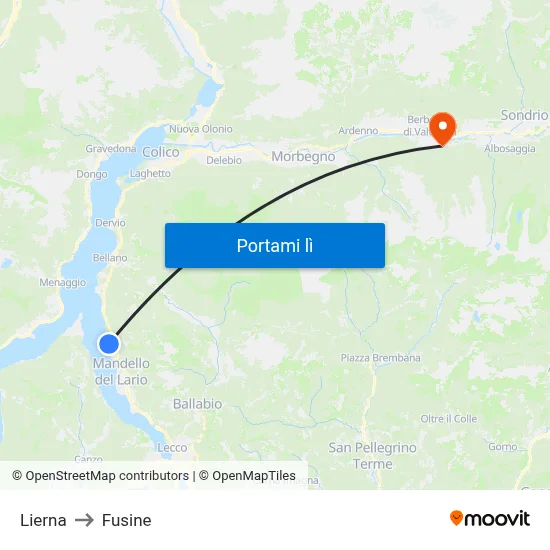 Lierna to Fusine map