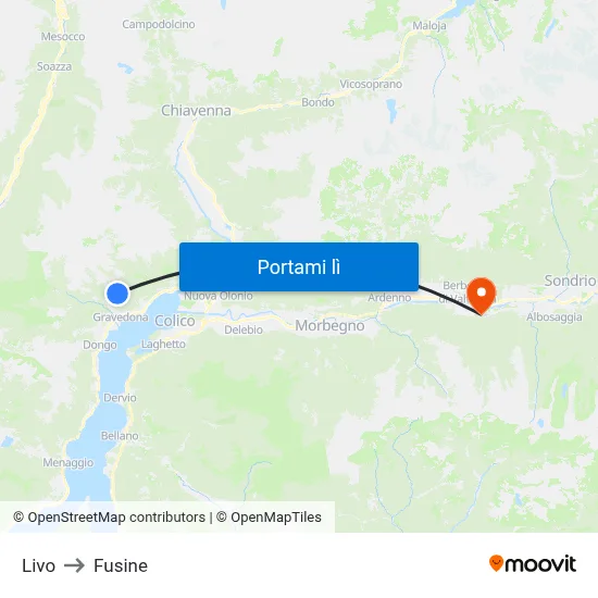 Livo to Fusine map